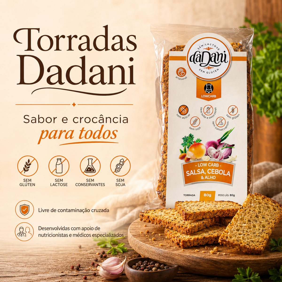 Torrada de Sementes 80g - Linha Lowcarb