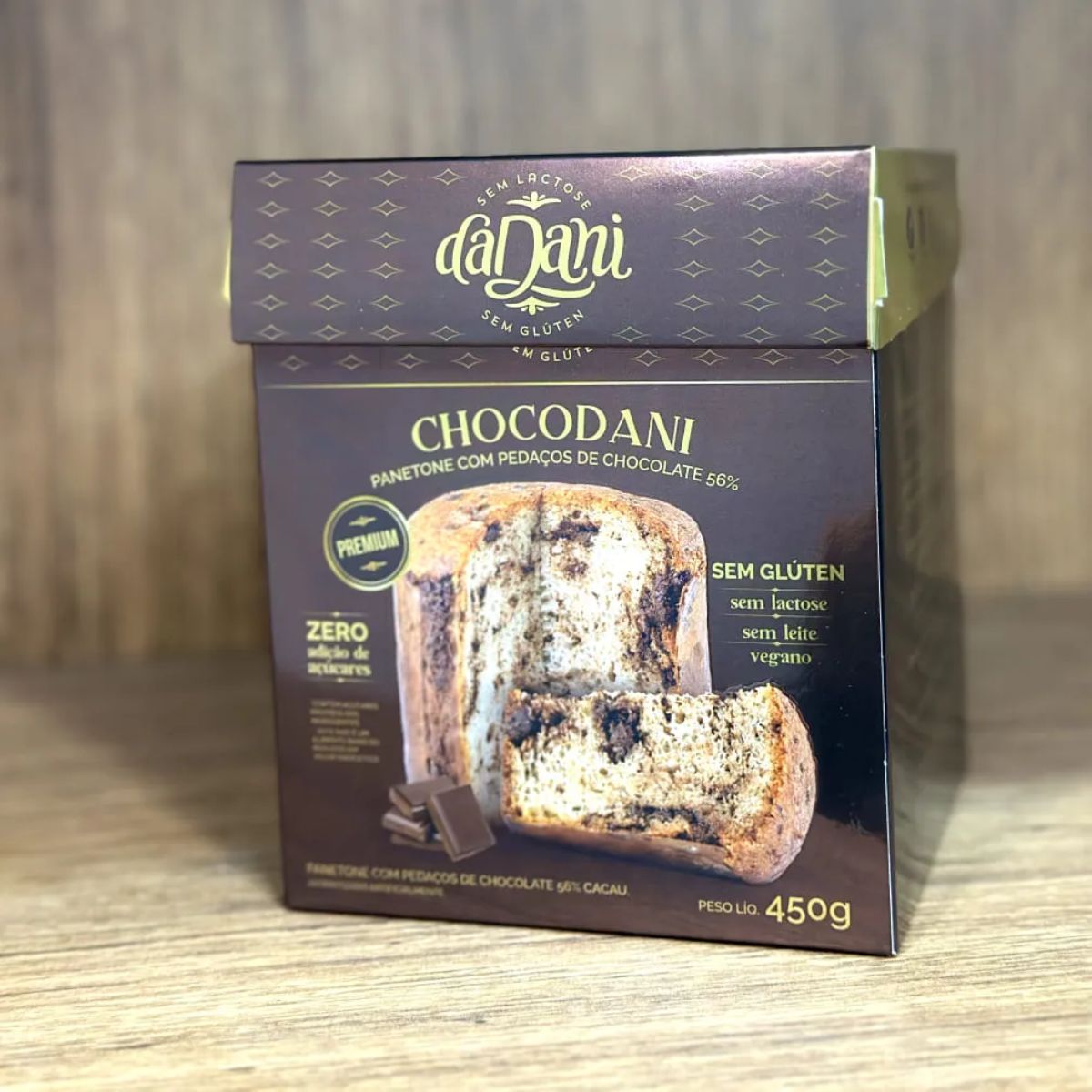 ChocoDani Chocolate 56% Chocottone Sem Glúten Sem Açúcar 450g