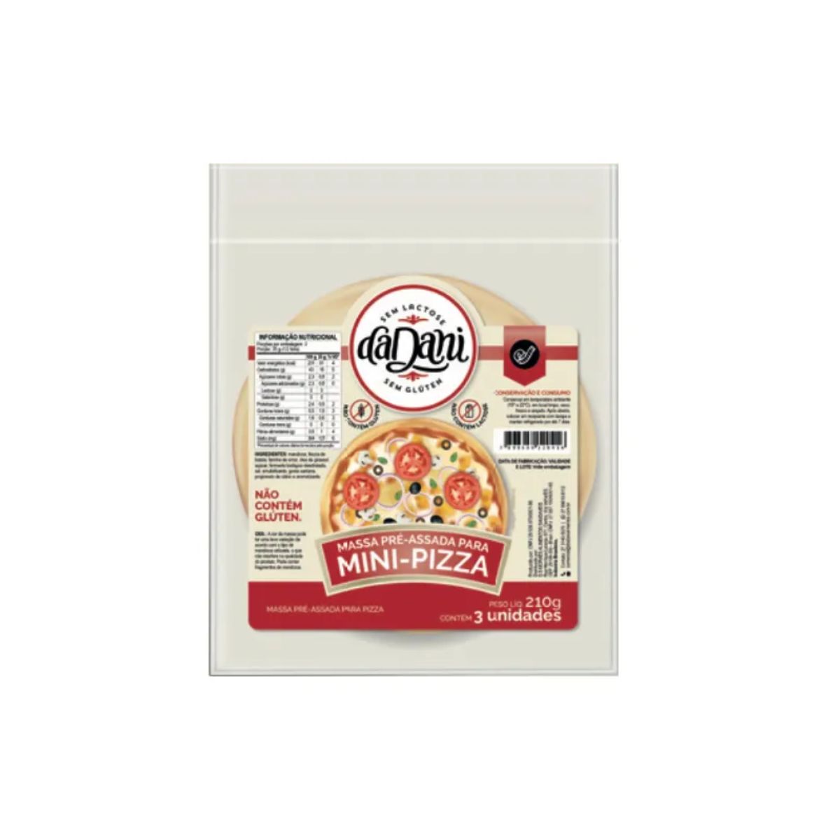 Massa Pré Assada Para Mini-Pizza 3 Unidades 210g