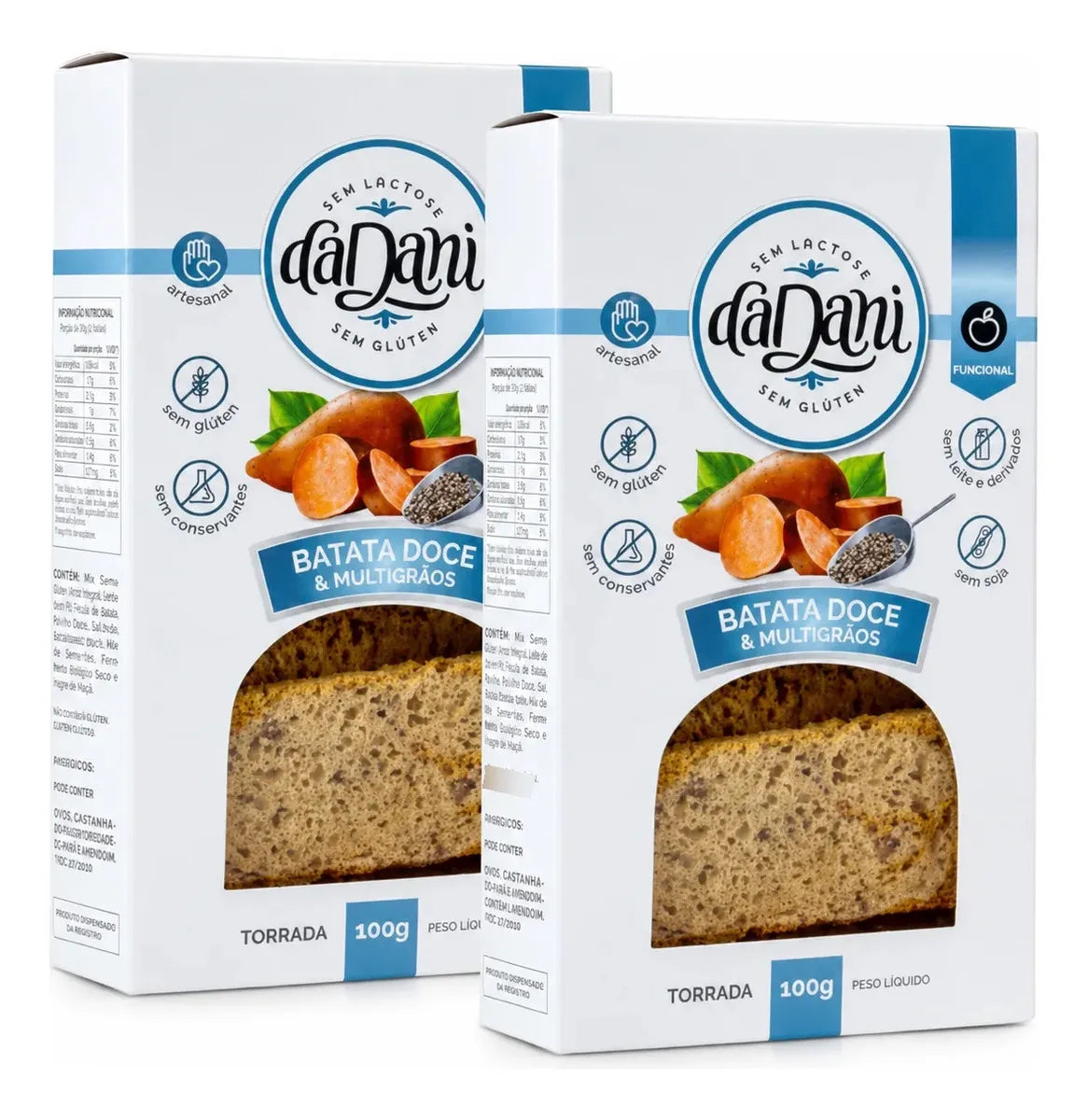 Kit 2 Torrada Batata Doce Multigraos Funcional 100g