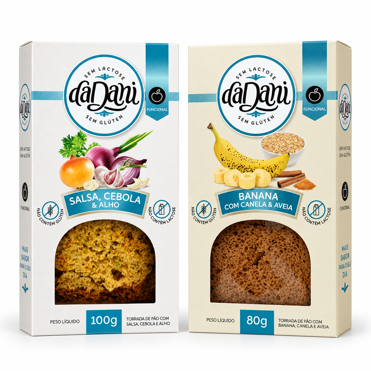 Kit Torrada De Banana Aveia E Canela 80g + Salsa, Cebola e Alho 100g - Linha Funcional
