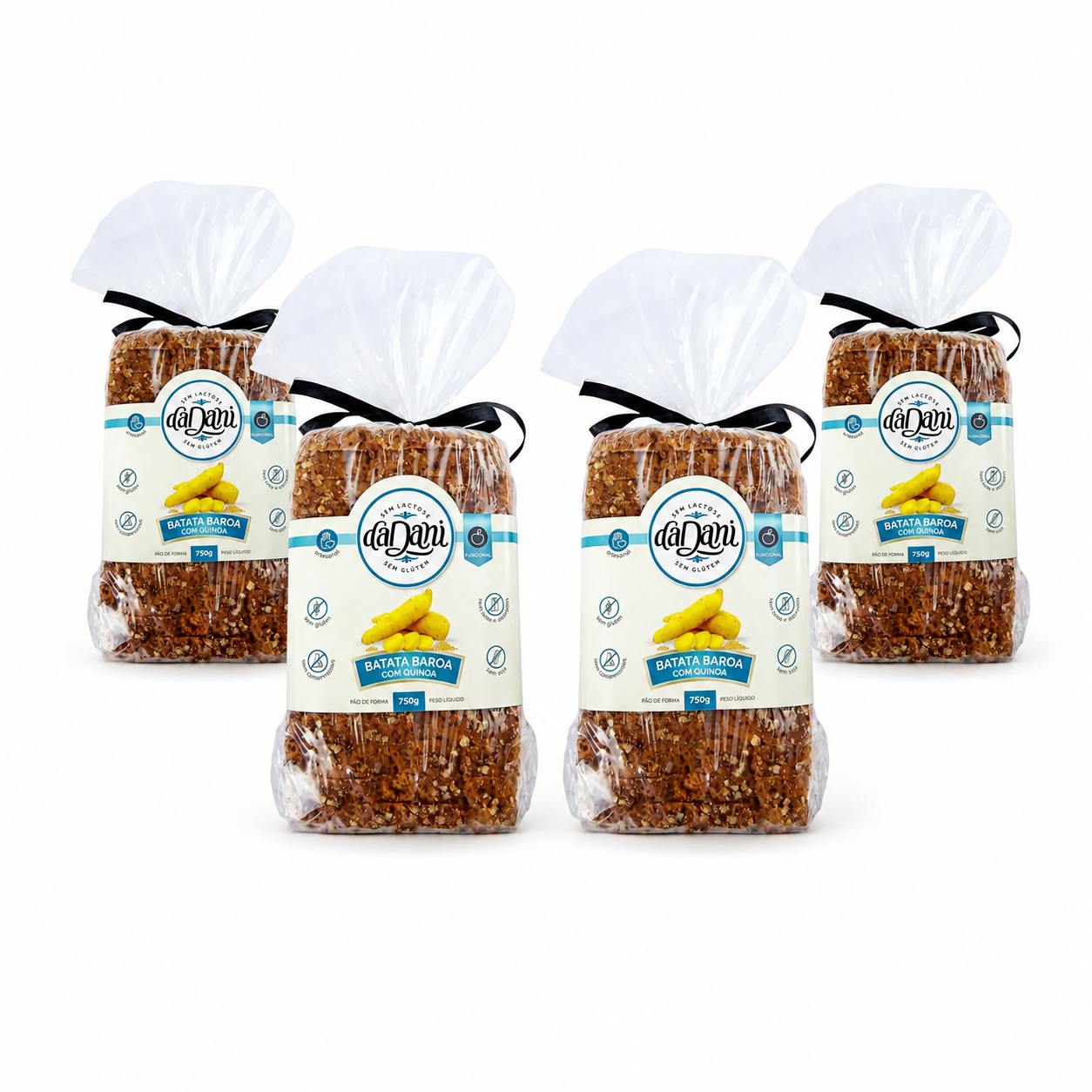 Kit 4 Pão de Forma Batata Baroa com Quinoa 750g - Linha Funcional