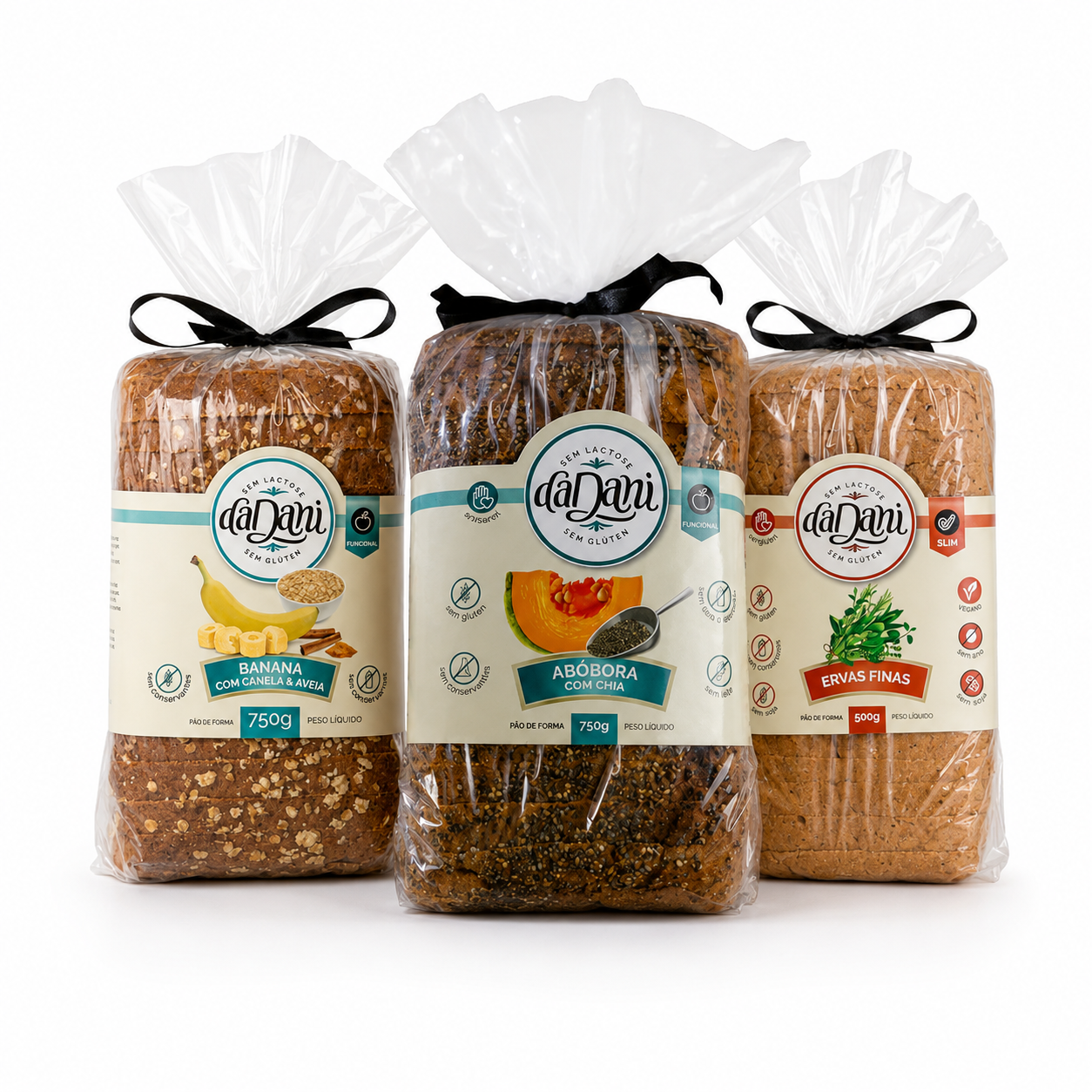 Super Combo - Pão Banana Canela e Aveia + Abóbora com Chia + Ervas Finas Vegan/Slim