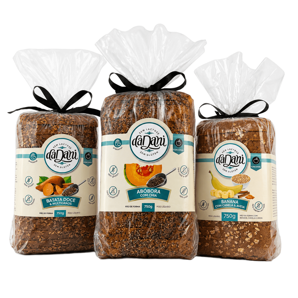 Super Combo - Pão de Banana com Canela & Aveia + Abóbora com Chia + Multigrãos com Batata Doce