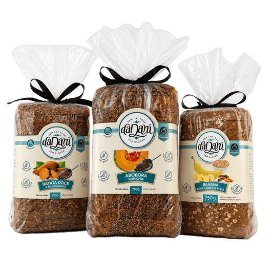 Super Combo - Pão de Banana com Canela & Aveia + Abóbora com Chia + Multigrãos com Batata Doce